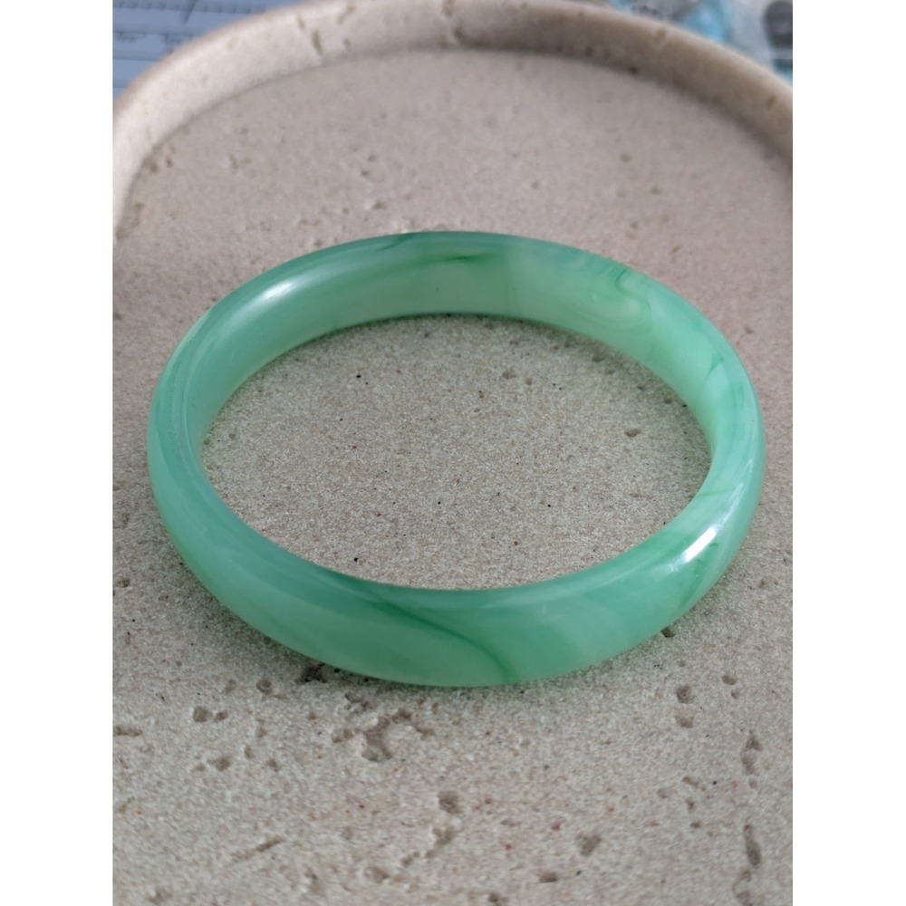Seafoam Green Bangle Bracelet In Marbled Lucite Layering Stackable Translucent